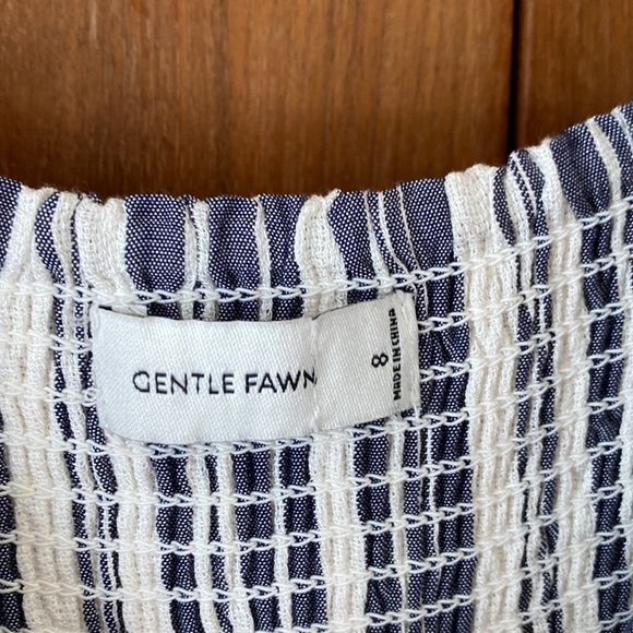 Gentle Fawn Mischa Dress White Blue Stripes Knee Length Asymmetrical Hem - Picture 6 of 10